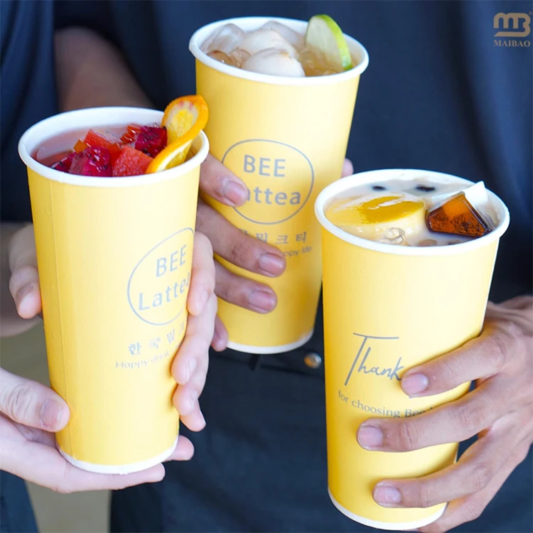 Wholesale 8oz 12oz Bubble Tea Paper Cup Biodegradable Smoothie Cups ...
