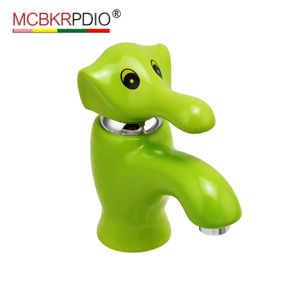 Modern Cartoon Elephant Design Thermostatic Faucet for Kindergarten Single-Hole Mounted Bathroom Basin Faucet for Children