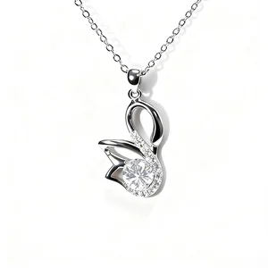 Popular Design Hollow Swan Shaped VVS Moissanite 1ct Fashion Necklace Pendant
