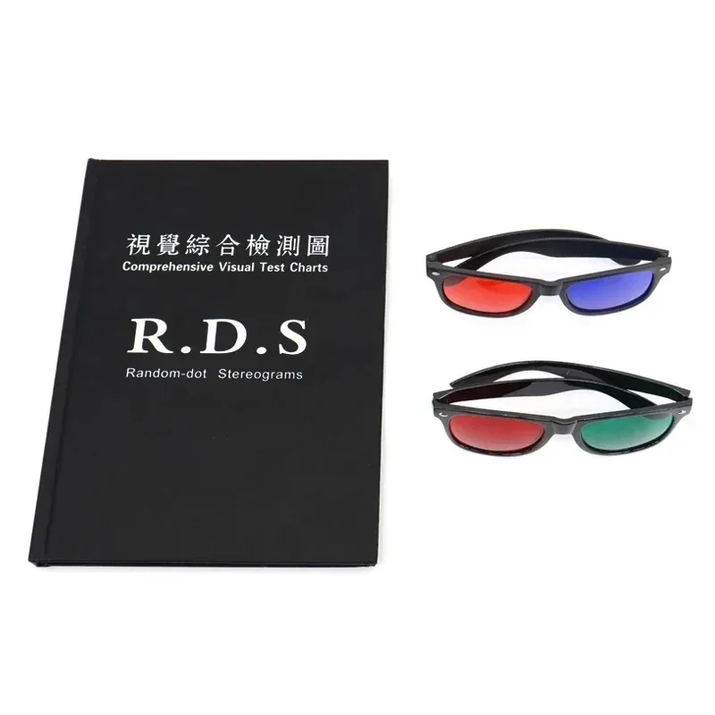 Random-dot Stereograms Comprehensive Visual Test Charts Book Color Blindness Astigmatism Amsler Test Chart with Eyeglasses