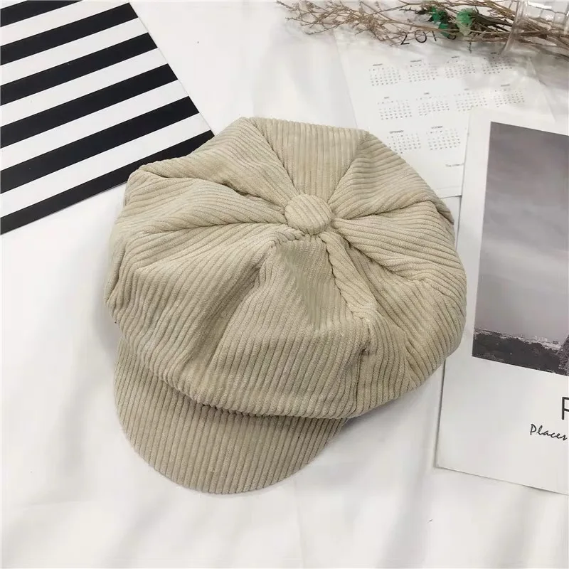 Осенние винтажные вельветовые береты, шапки для детей, Повседневные шапки и кепки для детей