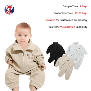 2026 Autumn Winter Sports Children Clothes Outfit Winter Kids Sweatsuit With Zipper Long Sleeve Kids Outfits Baby Clothing Set
