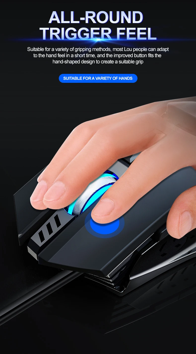 Computer Accessories 4 Colors Breathing Light 150cm Wired Programmatic Game Mouse Switchable DPI Design Office Gaming Mouse