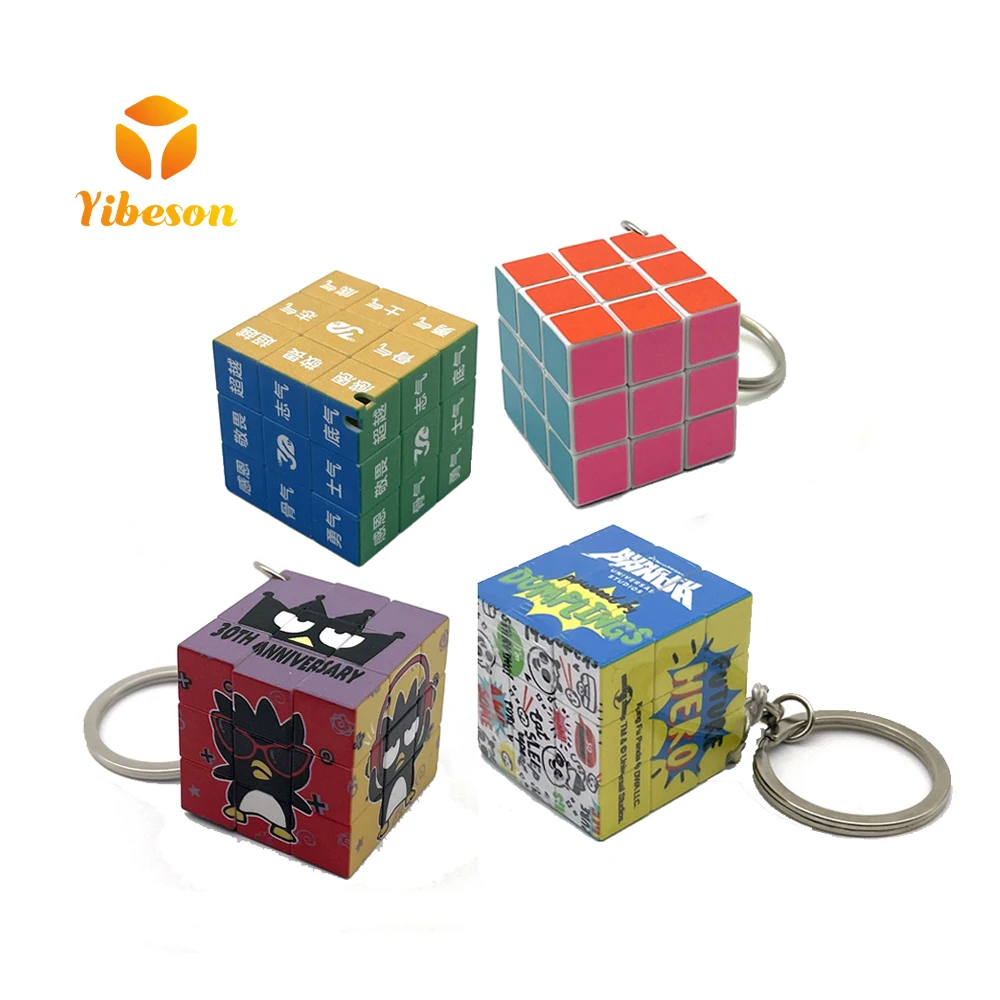 Custom Design 3cm UV Printing Pattern Classical Toy Mini 3x3 Magic Puzzle Cube Keychain