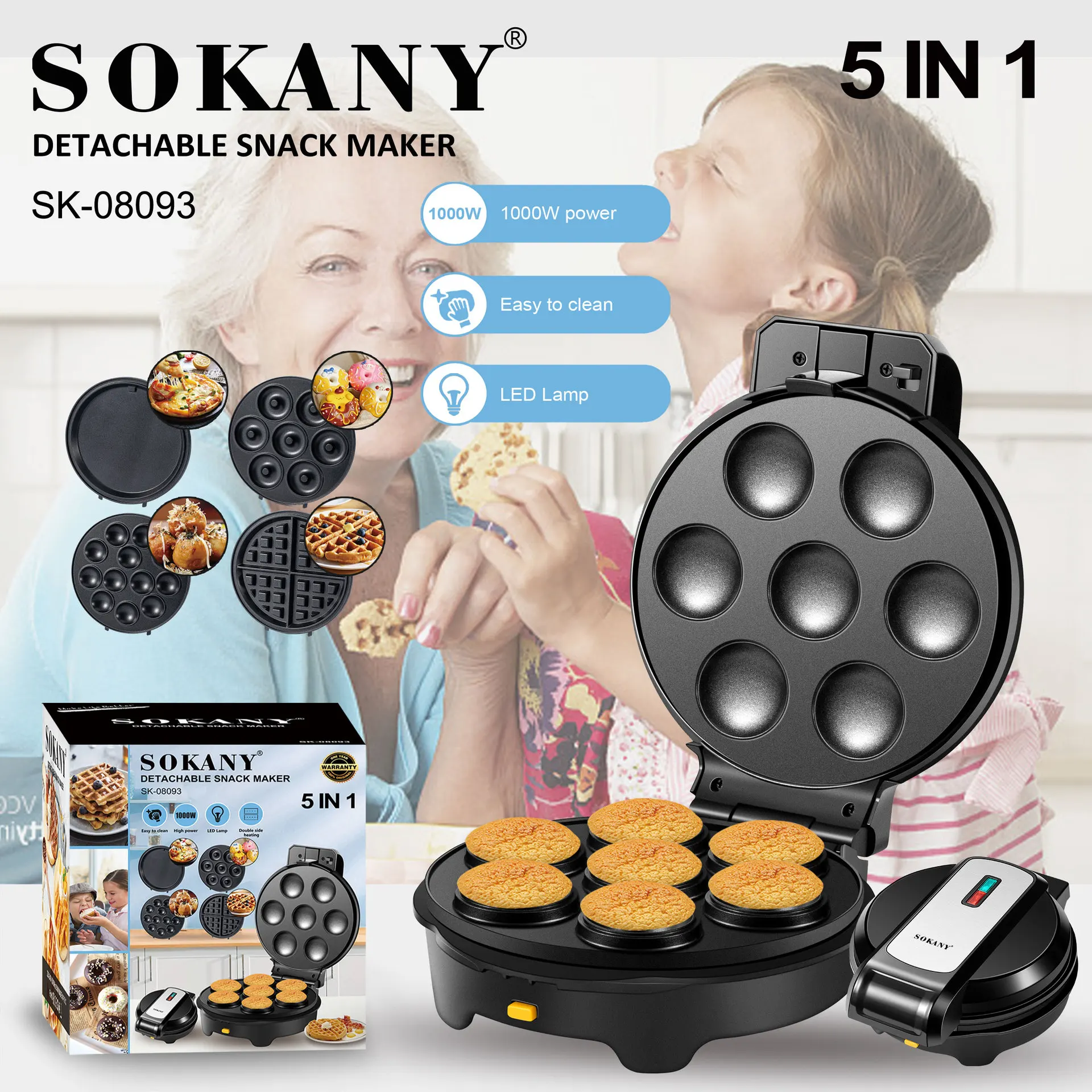 110v 220v Sandwich Maker, in Waffle Maker, Toaster and Electric Panini  Press Grill with Non-stick Coating Plate
