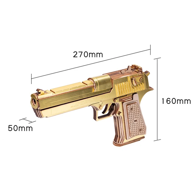 New Automatic Continuous Shell Throwing 3D DIY Toy Pistol Gun Realistic Glock Style Made of Wood Boxed Puzzle Model