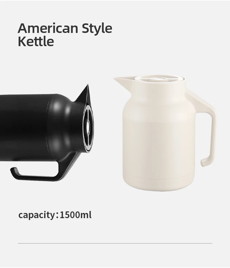 Nice Quality 1500ml Black White Portable Food Grade Stainless Steel 304 Hotel Keep Warm Drinking Hot Boil Water Kettle Pot Sets