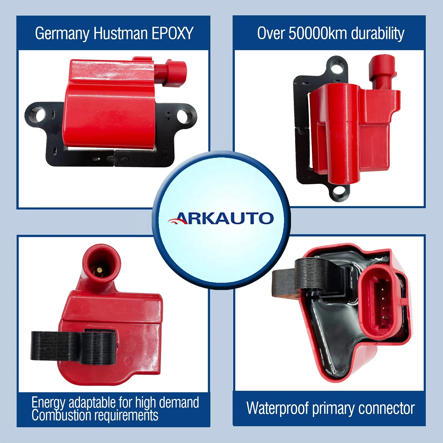 Square Ignition Coil Kit 8-Pack Square Ignition Coils With Spark Plug Wires For Chevy GMC 5.3L 6.0L 8.1L 4.8L V8 Engines 8 Pack Coil Set - Foto 2