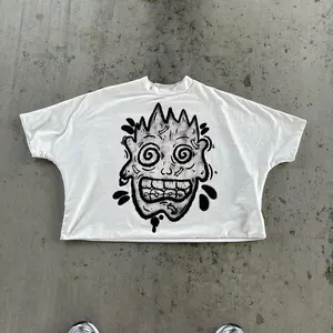 Oem Manufacturer Custom Screen Printing Graphic Tshirts Oversized Fit Men Short Sleeve Heavyweight Boxy Cropped Tshirt