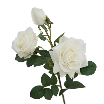 Factory Direct sales High quality natural 3 head artificial Rose Home Decor Moisturizing Rose Wedding rose bouquet