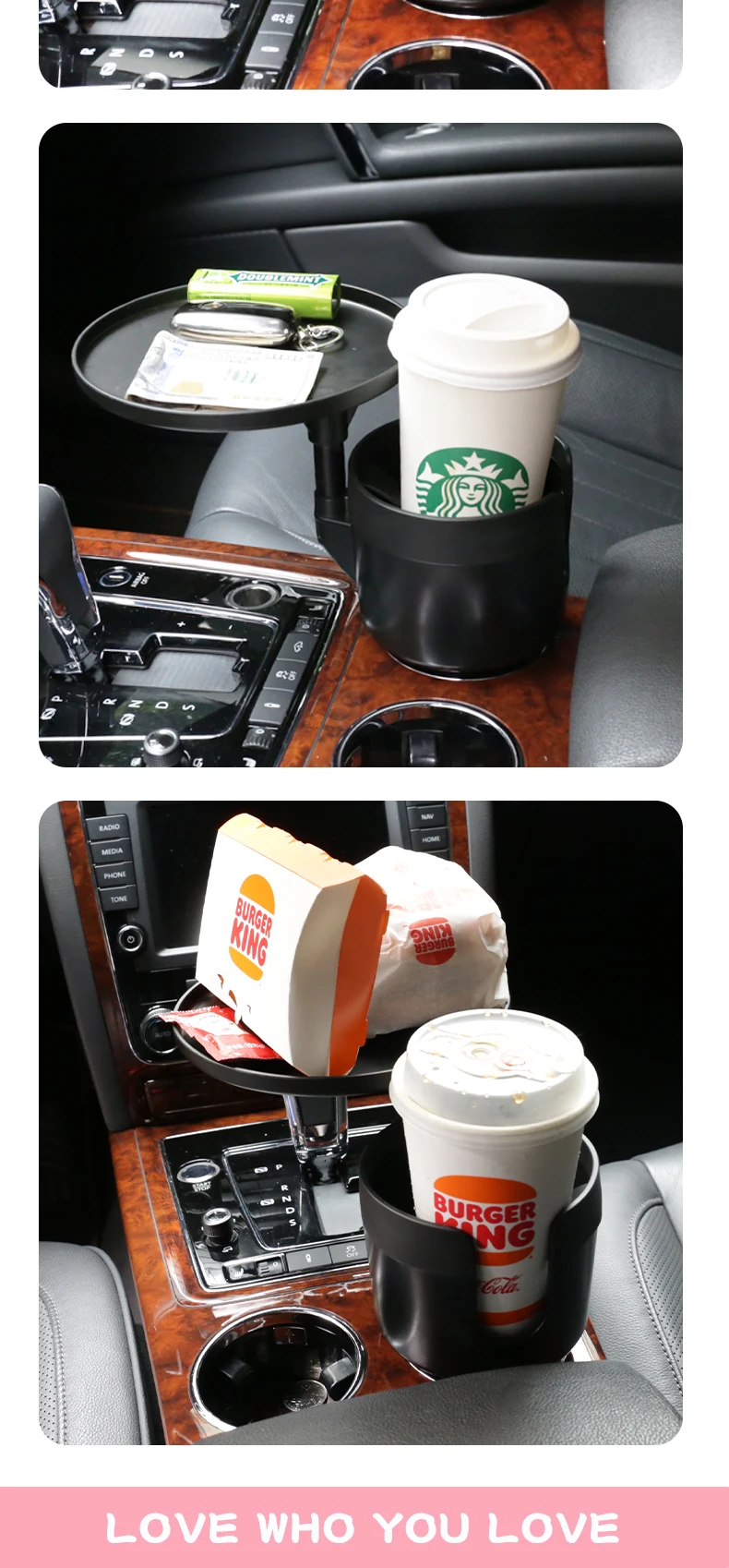 Car Cup Holder Expander And Attachable Tray Fits 1640 Oz Large Cup