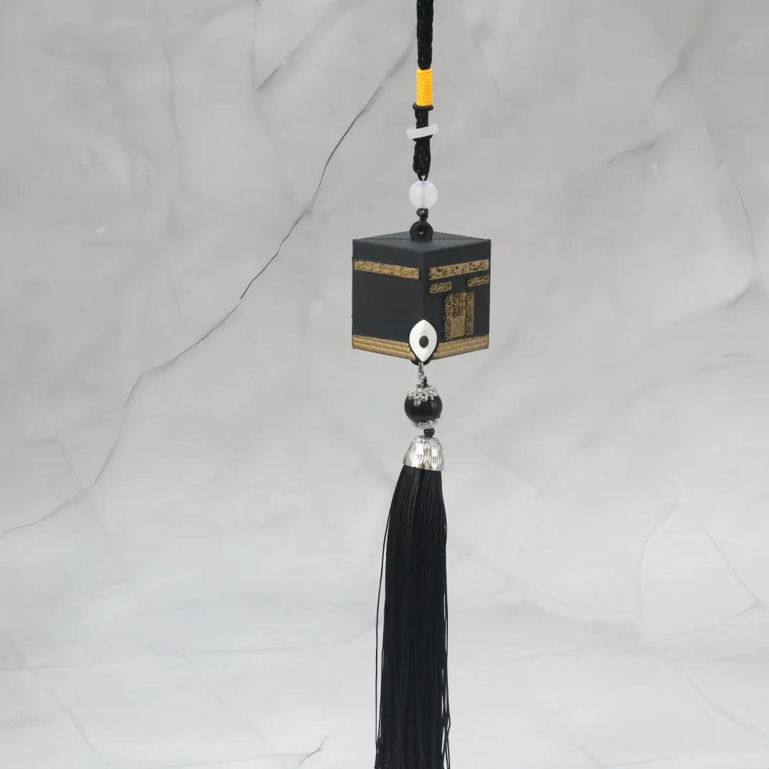Eid Al-Fitr Resin Ornament Car-Mounted Muslim Kaaba Mosque-Shaped Rearview Mirror Pendant
