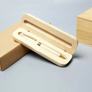 ECO Friendly High Quality Engraving Printing Custom Logo Promotional Wooden Pen Set With Wood Case