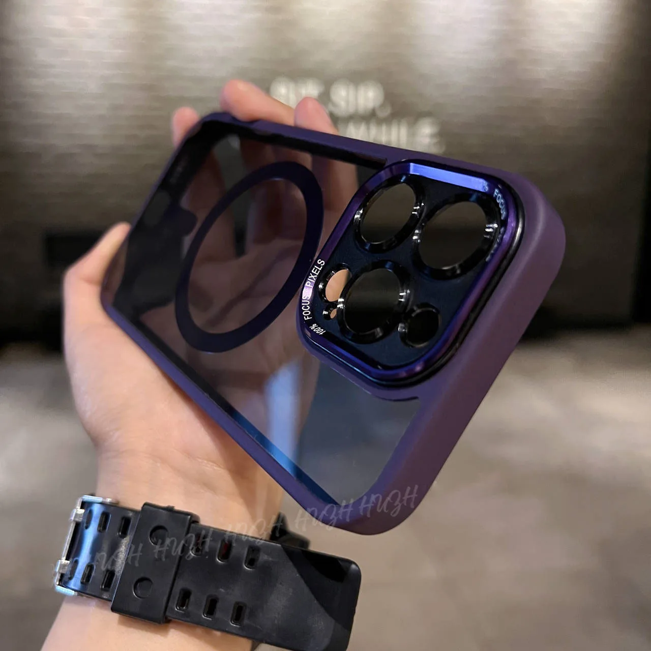 clear Metal Lens Phone Case Transparent Contrast Color for Iphone16pro Max 15 13/14 Anti-fall Acrylic