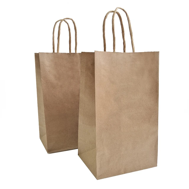 Kraft Paper Bags with Your Own Logo packing Wholesale full Customized Logo Printed Shopping Paper Bag with Handle Brown