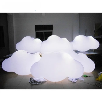 1pc 2m Pvc Inflatable Hanging Cloud Balloon W/ Light Inflatable Cloud Model Hanging Decoration For Event Advertising Show