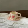 Tazza con fiocco rosso linea rosa 300ml e piattino