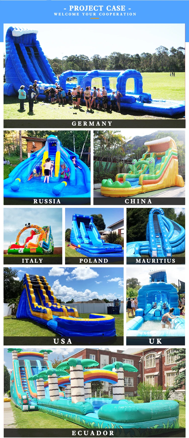 Hot Sale PVC Inflatable Bouncer Big Water Slide with Pool for Inflatable Theme Park details