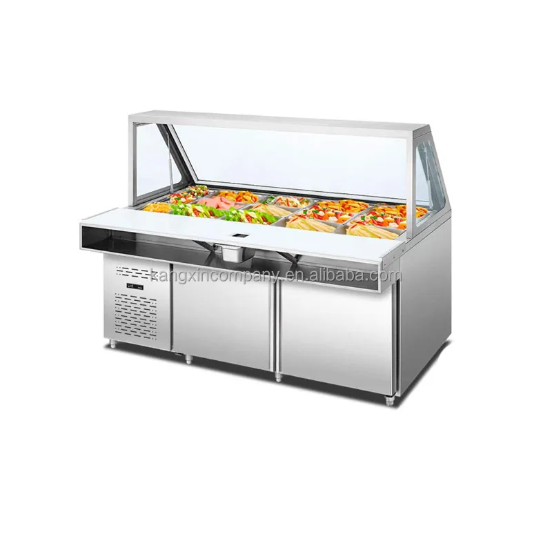 Commercial Use Subway Sandwich Prep Table Refrigerated Cover Lid Customized Salad Bar for Buffet Service 1.5M Digital Controller