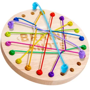 Educational Wooden Toy Rope Untying Game Board Unraveling Rope Challenge Toddler Logical Thinking Training Toys for Kids