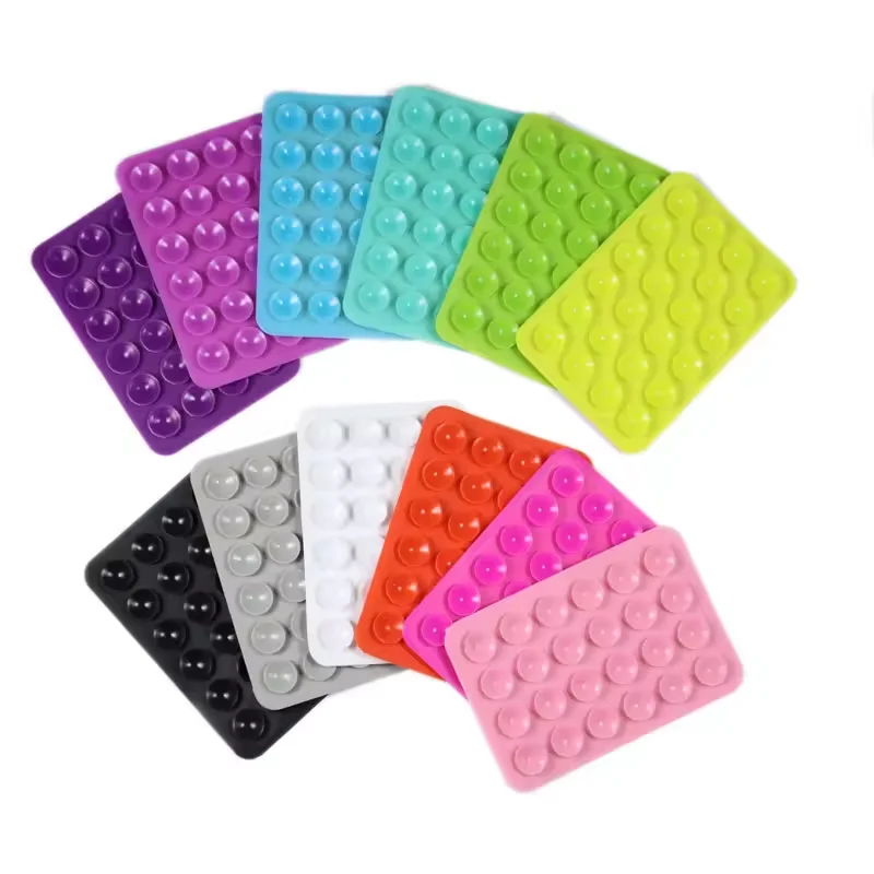 New Thicker Version 24 Square Silicone Suction Phone Case Adhesive Mount Wall Stand Mat Square Single-Sided Case Anti-Slip