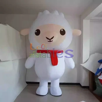 Customized 2m Inflatable Alpaca Mascot Costume with Battery Cute Cartoon Sheep Animal Role for Sales Promotion