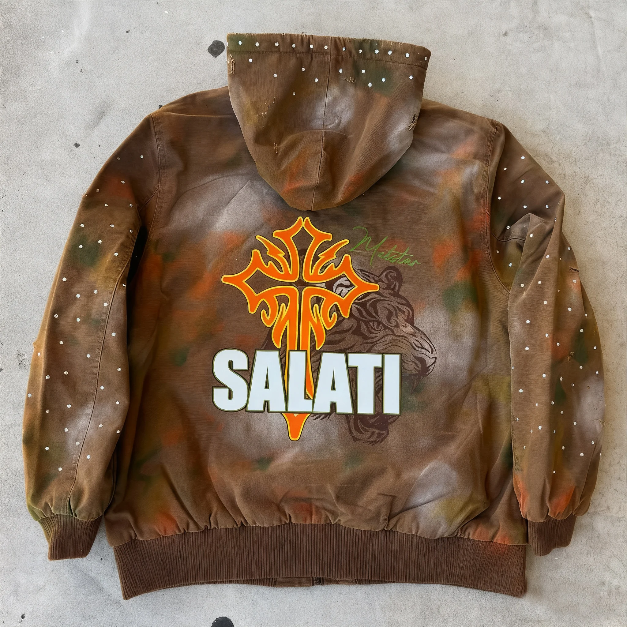 Custom Heavyweight Acid Wash Oversize Hoodie Sunfad Oversized Men Hoodie Rhinestone Reserve Seam Boxy Worn Effect Hoodie for Men gallery 3