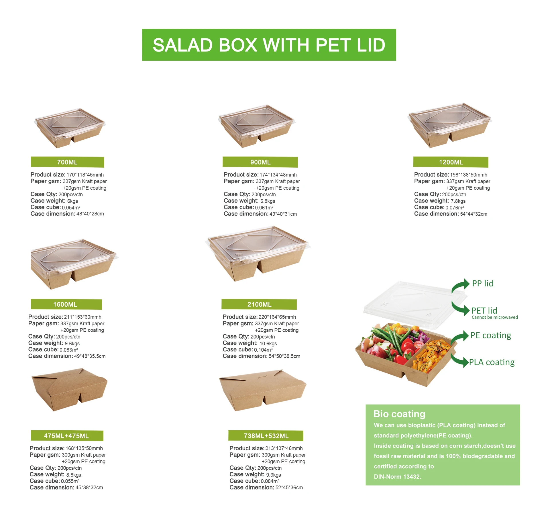 Disposable Meal Box Kraft Paper Square Packaging Box Salad - Temu