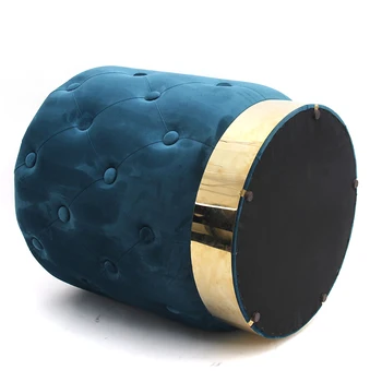 Round Velvet Footrest Stool Pouf Velvet Stool Low Tufted Velvet Storage Ottoman