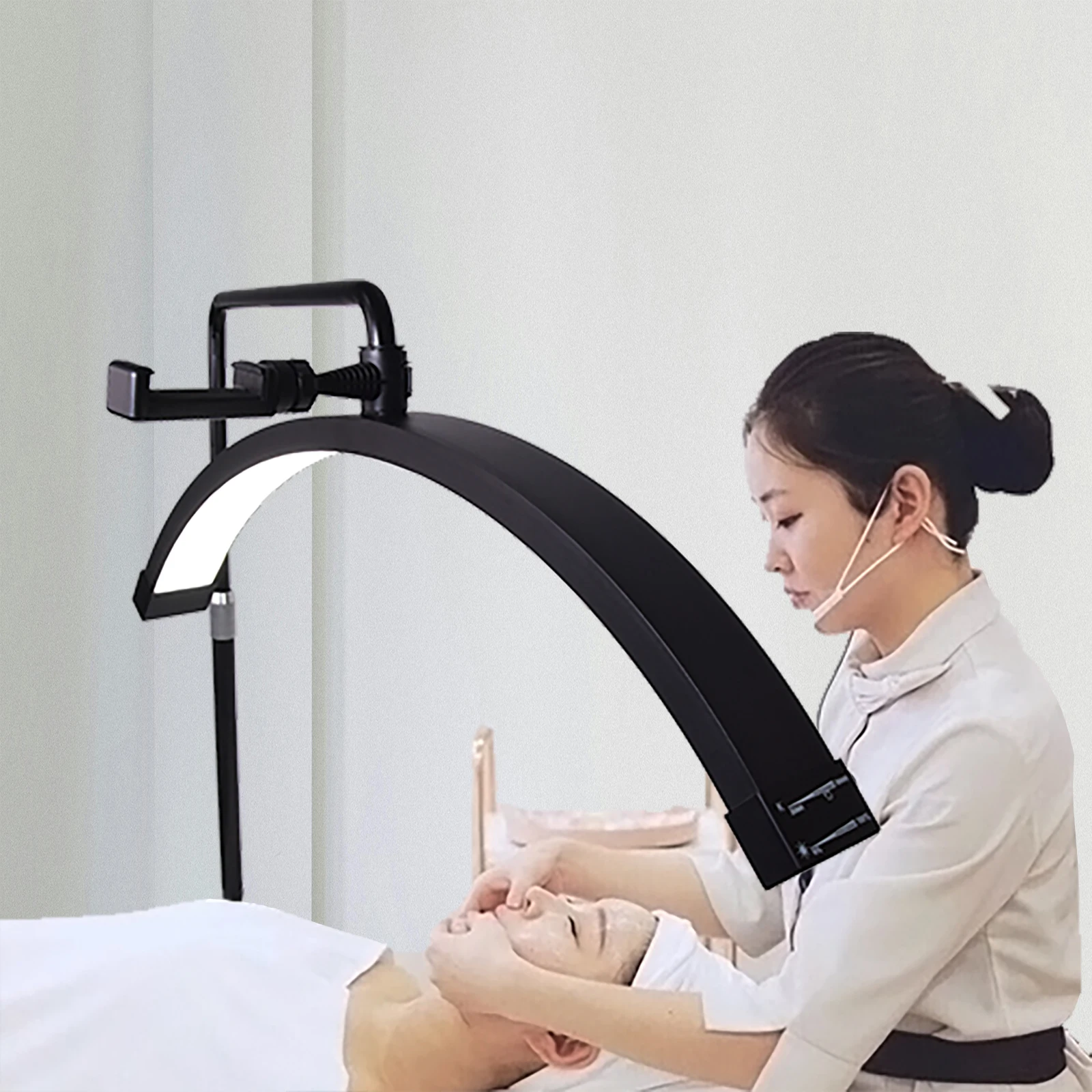 FOSOTO FT-Y9II Led Lash Light Half Moon Light with Floor Tripod for Tattoo Beauty Salon Eyelash Photography Video Ring Light