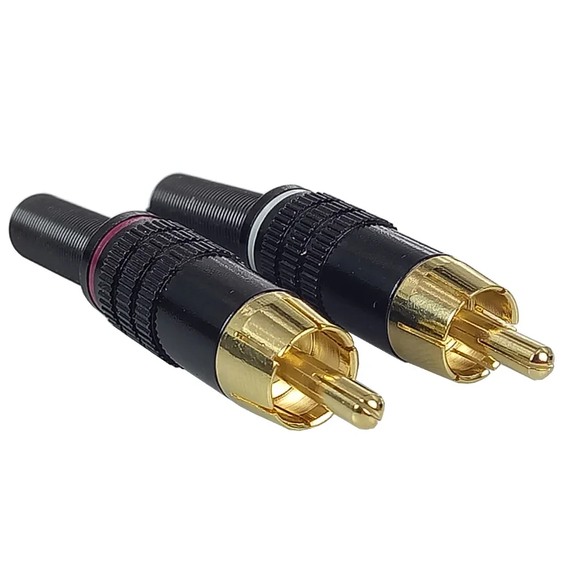 2pcs/pair Gold Plated Rca Male 