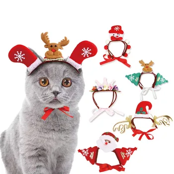Christmas Cat Dog Pet Santa Claus Hat Headband For Kitten Puppy Small Cats Dogs Pets Costume