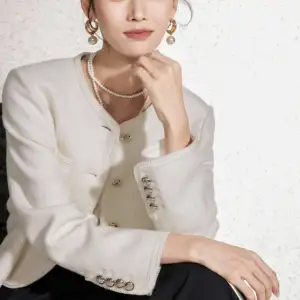 HARCHOY Customizable Women's Stretchy Denim Suit Piece Casual Formal Classic White Tone Wholesale Manufacturer