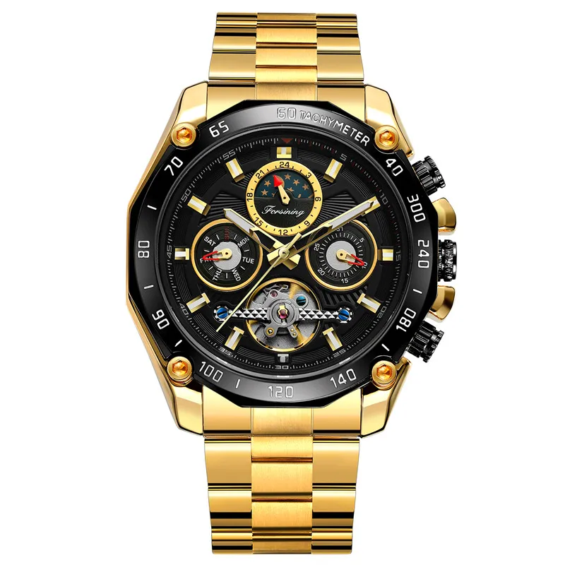 FORSINING Tourbillon Automatic Mechanical Men Wristwatch  Sport Male Clock Top Brand Luxury Date Week Man Watch 6913