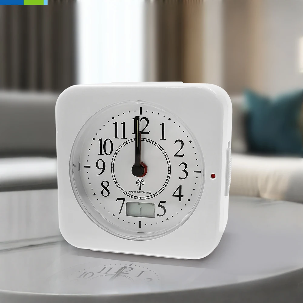 Smart Quartz Desk Clock with Fashion Style RCC & DCF77 Signal Sets Time and Reminds for Desktop or Outdoor Use