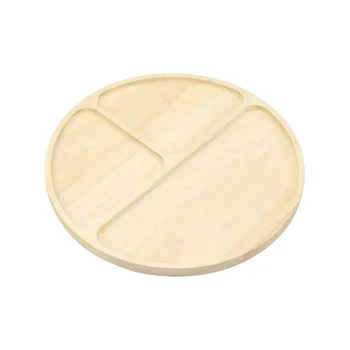 natural wood color unfinished round wooden plate tray oak wood food board tray for kids