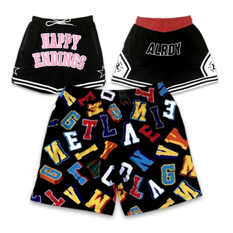 Баскетбольные шорты на заказ, мужские баскетбольные шорты с вышивкой и сублимационным логотипом