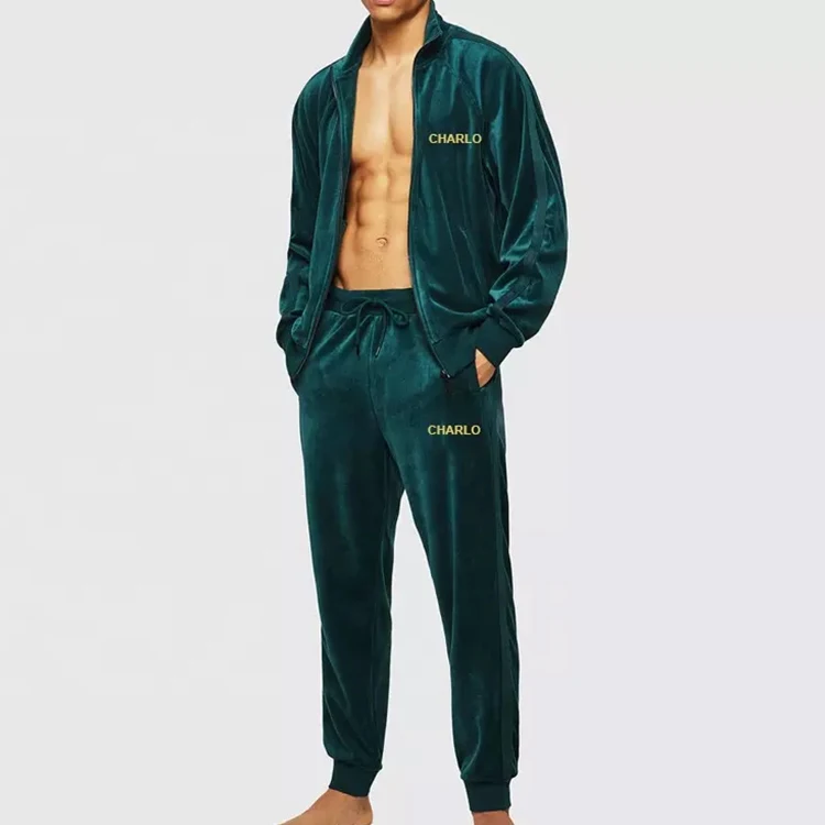 Green Tracksuit Velvet Mens Shop Custom High Quality Green Velour