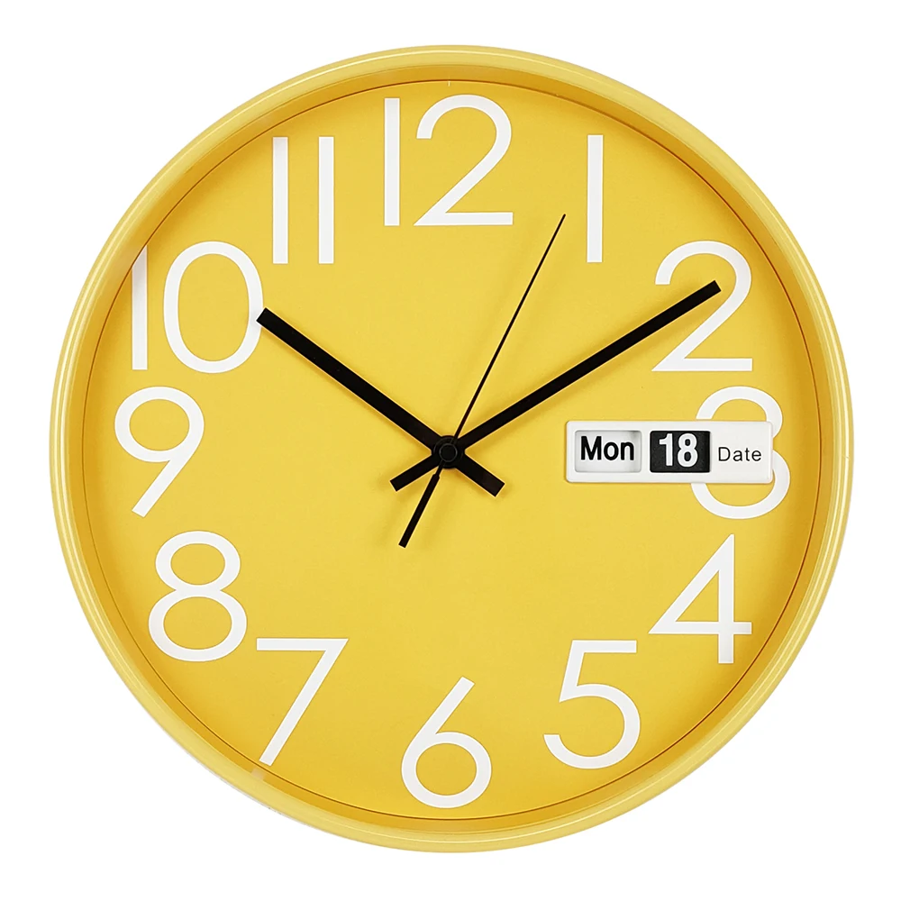 Plastic Case Clear Big Display Quartz Engine Elderly Wall Clocks With