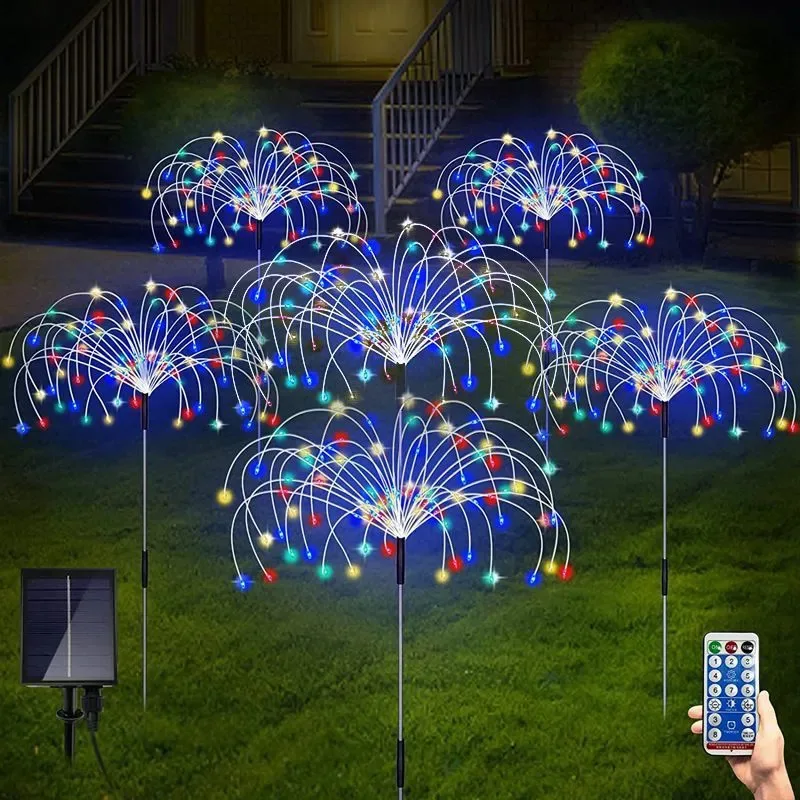 Solar Led Light 3D DIY Firework Stake Light for Garden Pathway Landscape Holiday Party Christmas Lawn Security Outdoor Decor