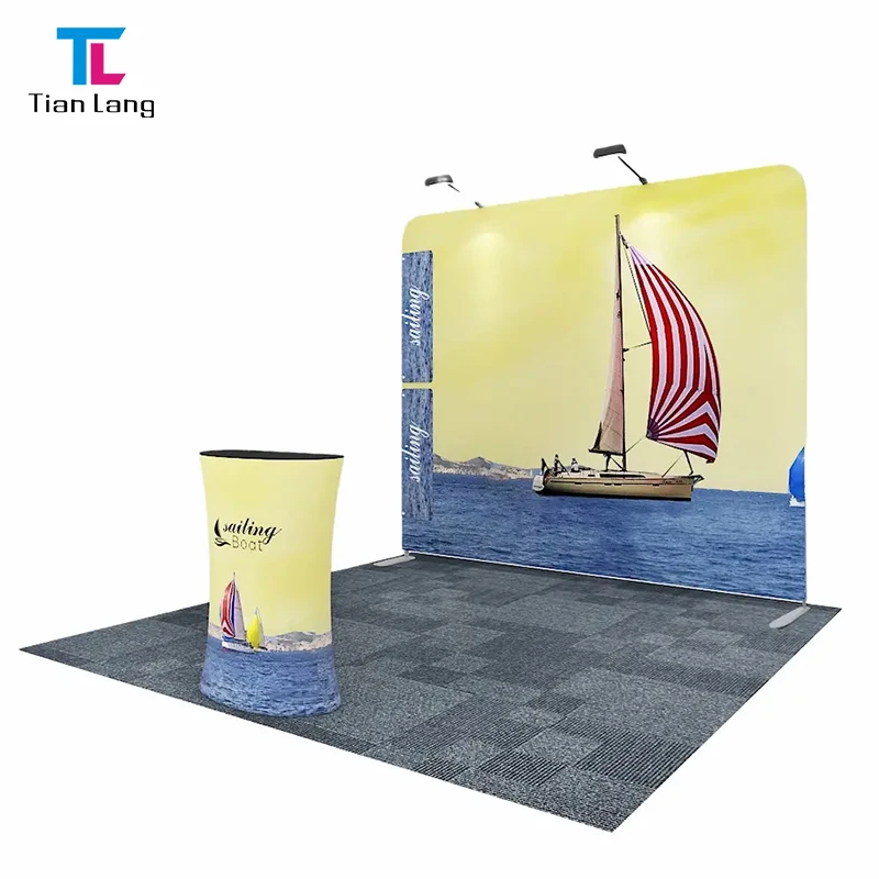 Tian Lang персонализиран 10фут прав линия/крива задна стена за рекламни изложби и търговски стени с напрежена тъкан
