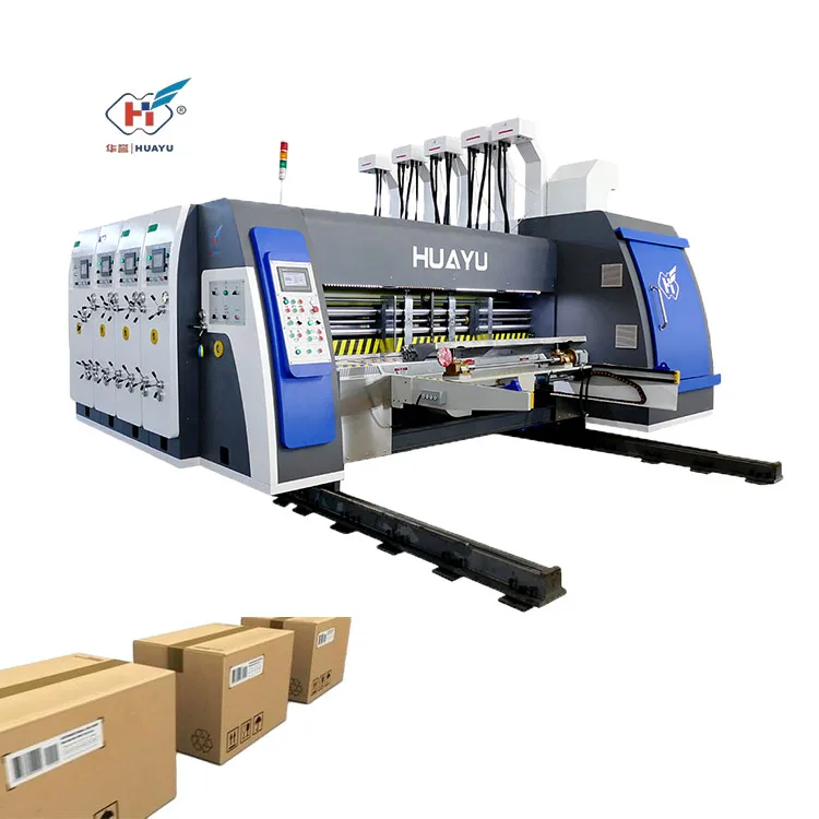 HUAYU SERIES Vacuum Transfer Fully Automatic Lead Feeder Flexo Three Color Printing Slotting Die Cutting Machine