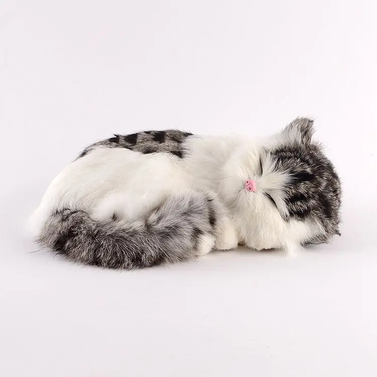 Lifelike Plush Sleeping Cat Lovely Pets Breathing Kittens Like A Real Cat Realistic Plush Stuffed Furry Cat