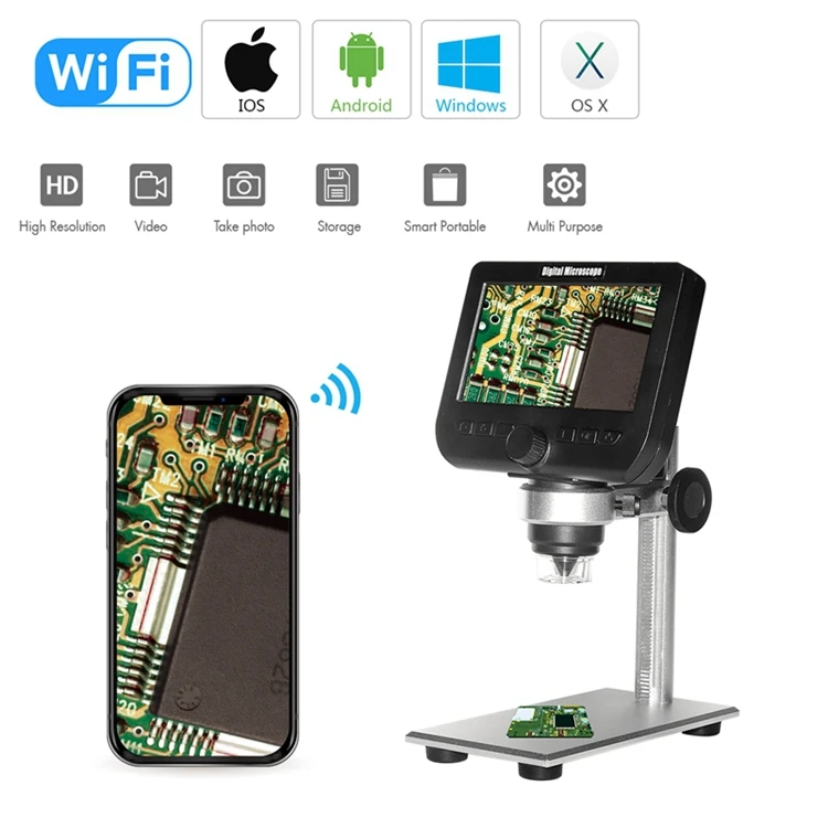 1000X Phone Microscope Camera 4.3inch LCD Display LED Wifi Electronic Magnifier for Soldering Cell Phone Repair Tools