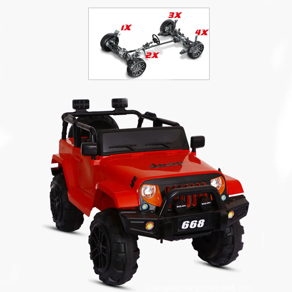 Children Electric Battery-Powered Four Wheel 4WD off Road Remote Control Ride on 5 to 7 Years Unisex Large Size for Toy Car