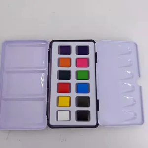 Solid Watercolor Paint Set Metal Tin Box 12/24/36/48 Colors for Kids Drawing