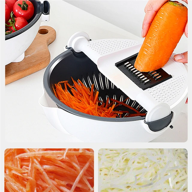 Kitchen Multi Functional Shredder Wet Fruits Drain Basket Blade