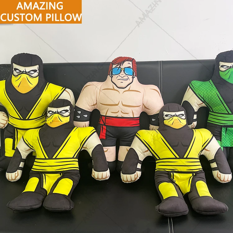 Custom Printing Cartoon Anime Shape Logo Pillow Manufacturers Body 3D Cover Case Cushion Throw Pillow