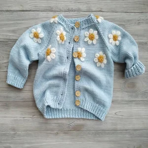 Customized Design Wool Knit Sweater with Embroidery Children Wear Organic Cotton Sweaters Girl