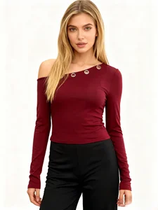 Elegant Off Shoulder Knitted Crop Top for Women Tshirt Stylish t Shirt for Women Ladies Crop Tops - Wholesale Fashionable Tops